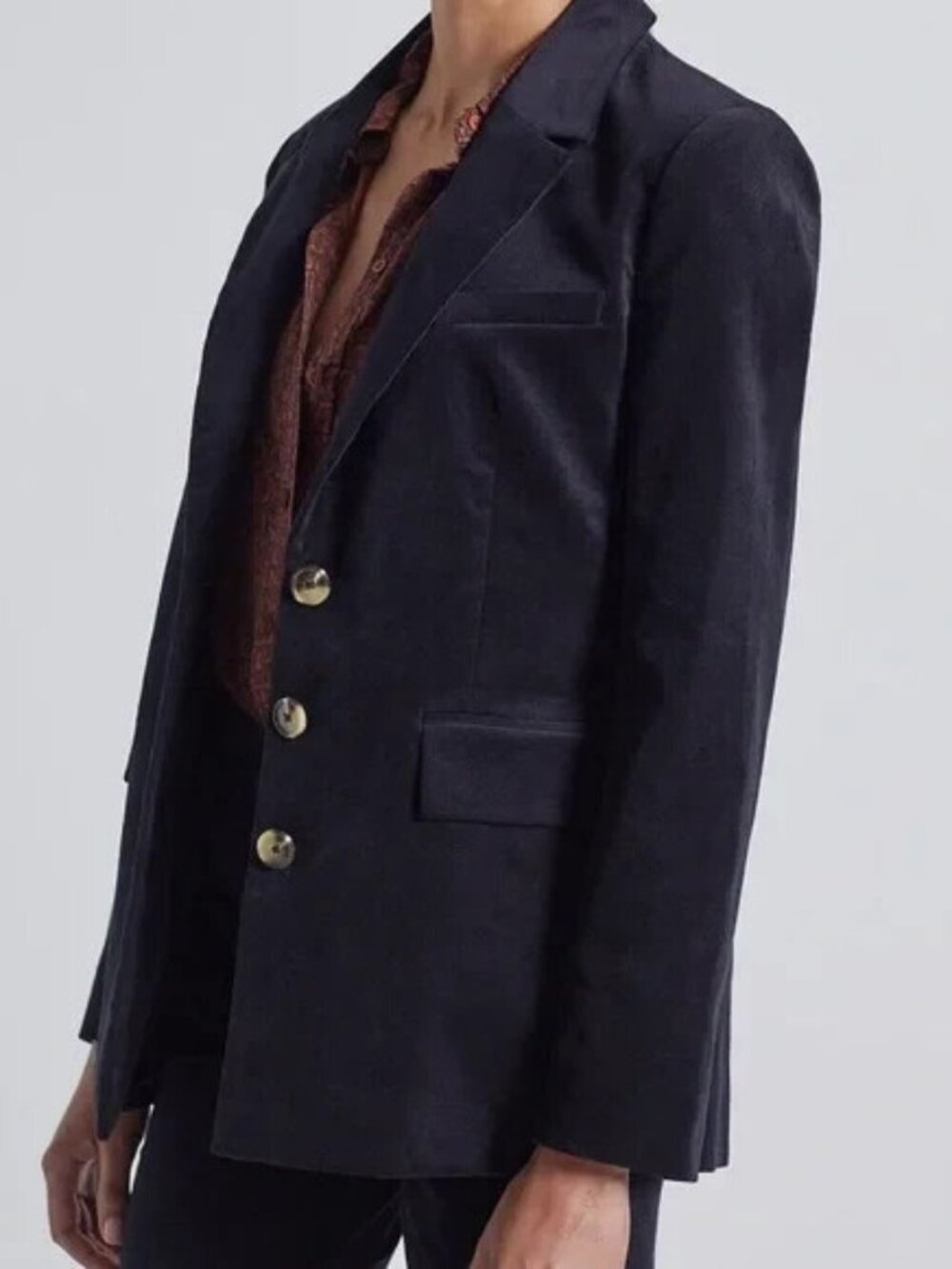 Current Elliot Runway Navy Blue Velvet Velour Blazer Jacket Size 2 (US 6)
